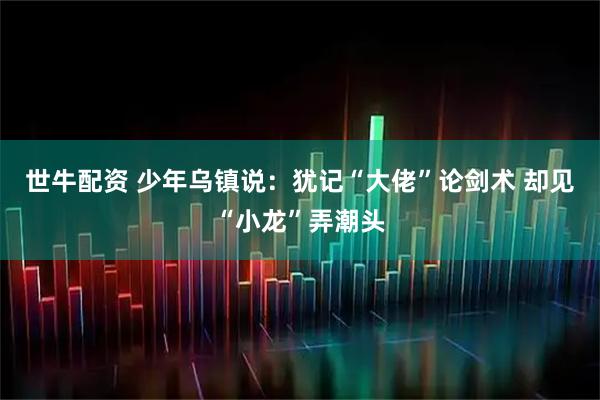 世牛配资 少年乌镇说：犹记“大佬”论剑术 却见“小龙”弄潮头